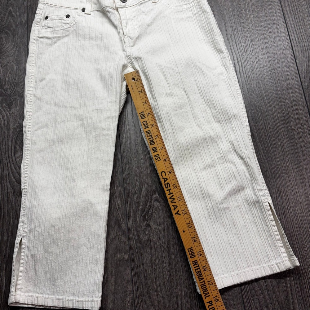 Vintage Y2K GLO White Textured Stripe Capri 30W Pants Mid Rise Cropped Trousers - Picture 7 of 9